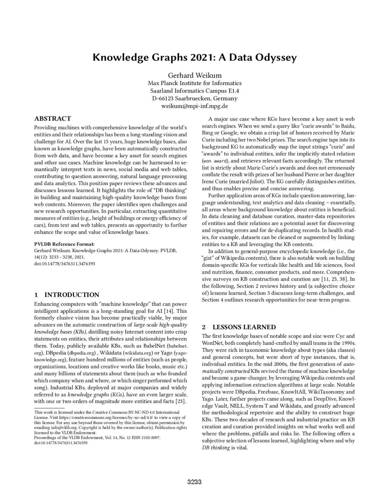 PDF-KnowledgeGraphs2021ADataOdysseyGerhardWeikumMaxPlanckInstituteforInfor