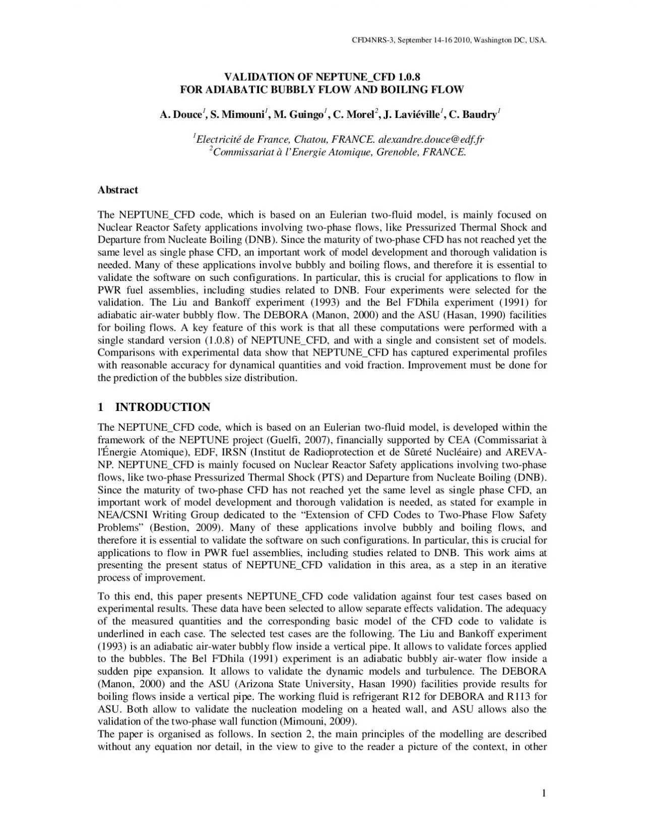 PDF-CFD4NRS3 September 1416 2010 Washington DC USA 1 VALIDATION OF NEPT