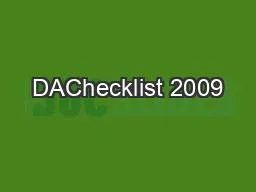 DAChecklist 2009