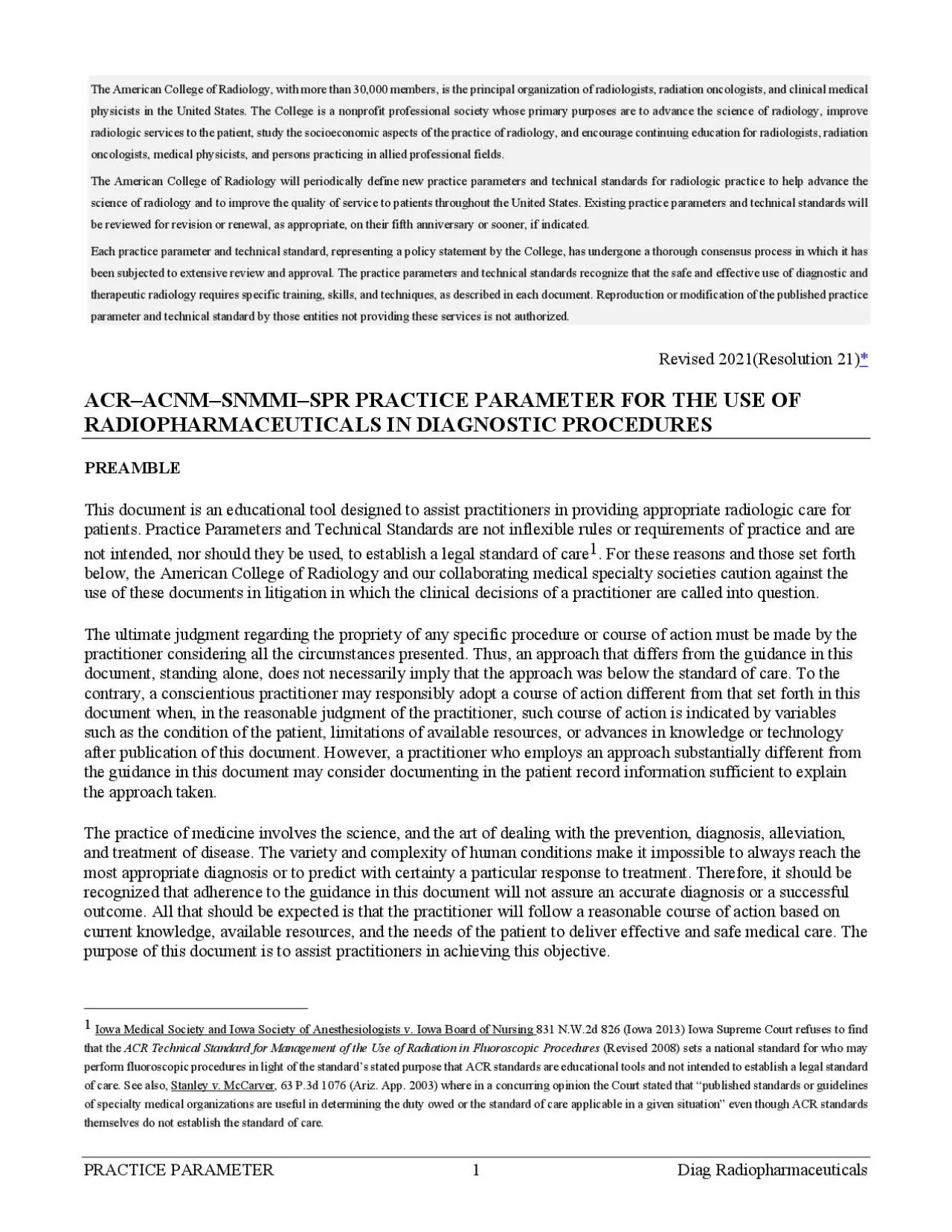 PDF-PRACTICE PARAMETERDiag Radiopharmaceuticals