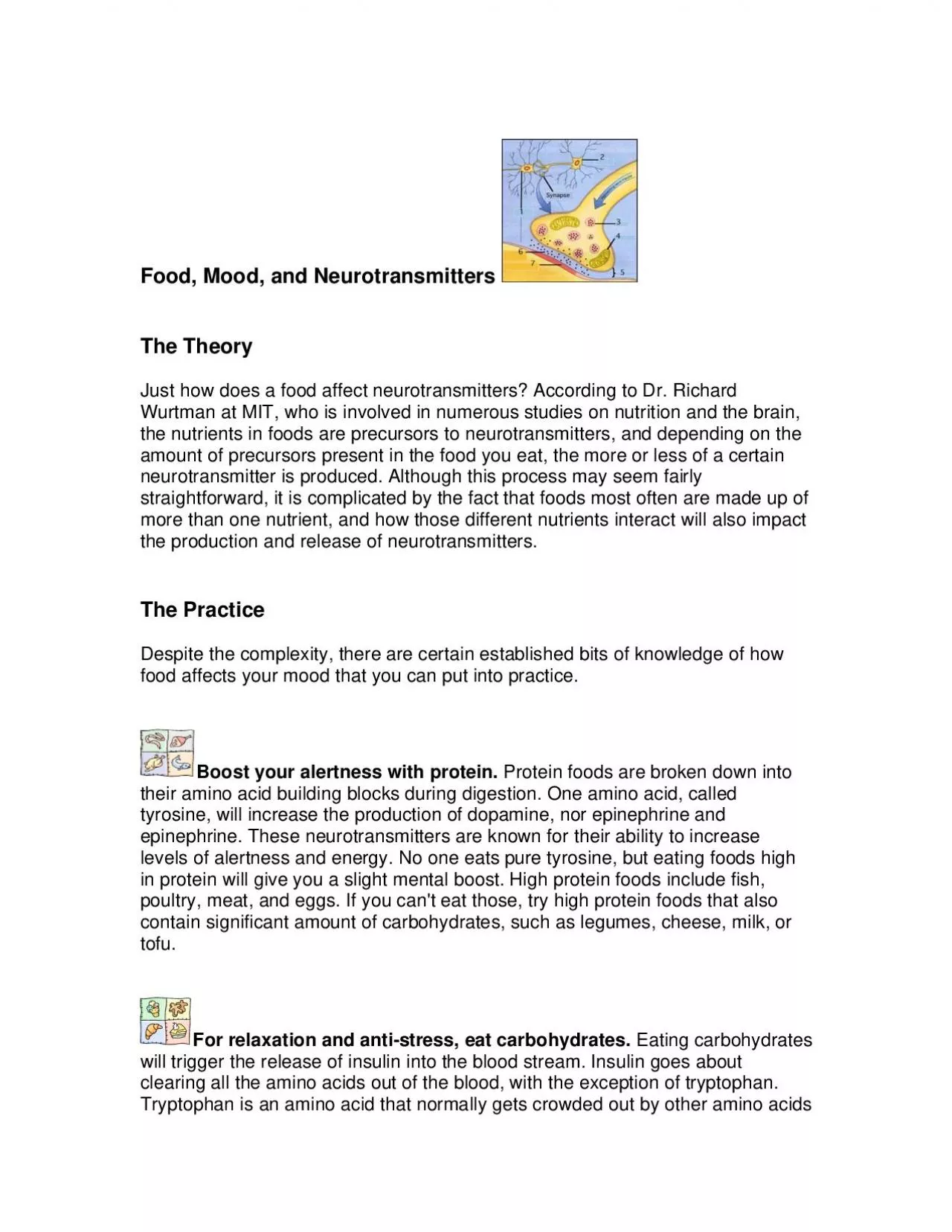 PDF-Food Mood and Neurotransmitters