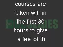 Focus courses are taken within the first 30 hours to give a feel of th