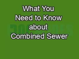 What You Need to Know about Combined Sewer