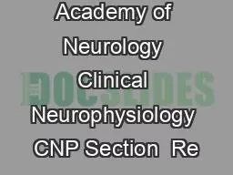 American Academy of Neurology Clinical Neurophysiology CNP Section  Re