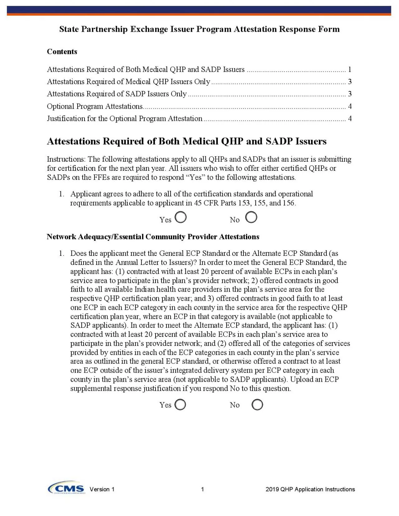 PDF-State Partnership Exchange Issuer Program Attestation Response Form