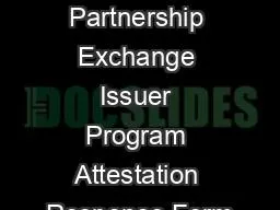 State Partnership Exchange Issuer Program Attestation Response Form