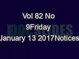 Vol 82 No 9Friday January 13 2017Notices