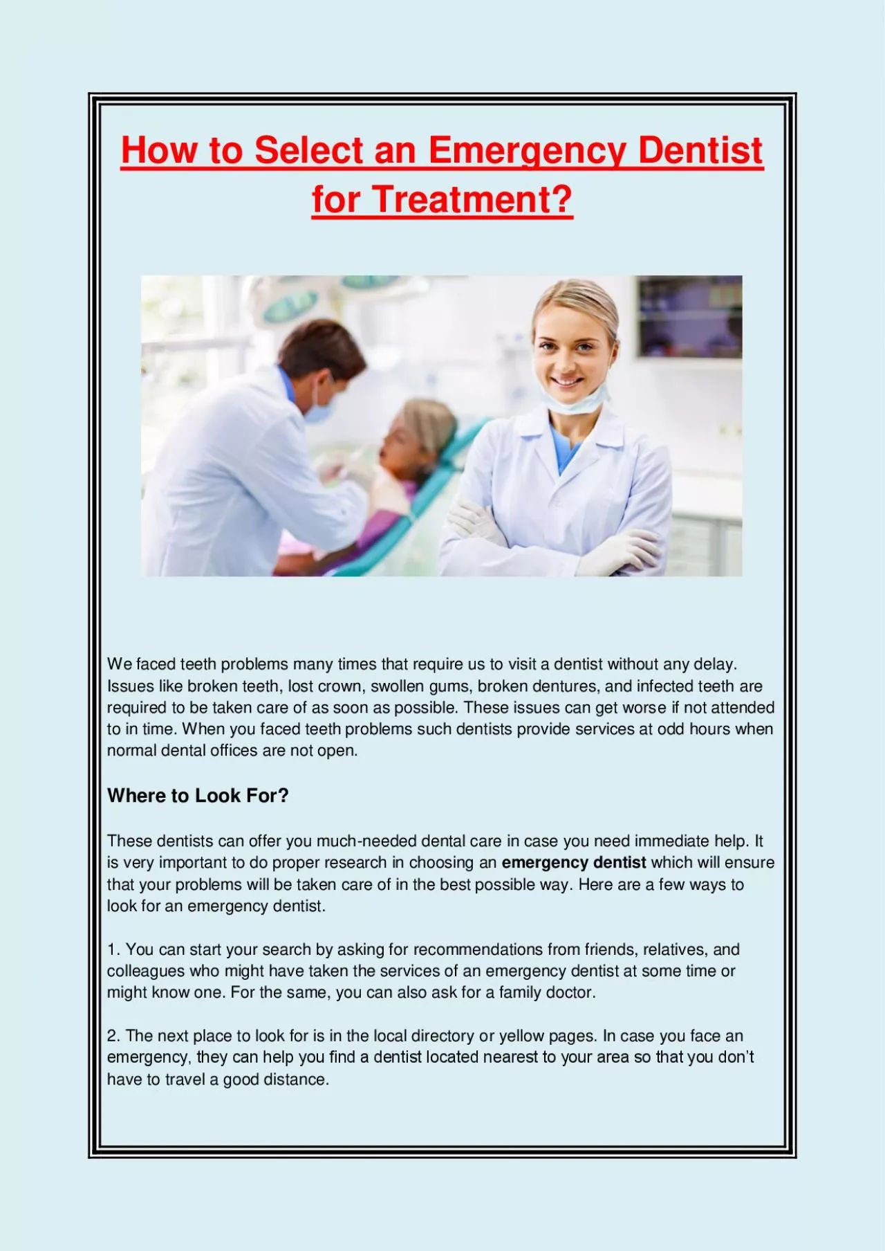 PDF-How to Select an Emergency Dentist for Treatment?