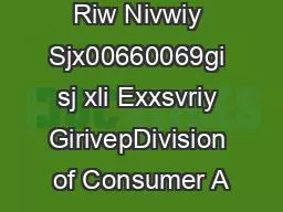 Riw Nivwiy Sjx00660069gi sj xli Exxsvriy GirivepDivision of Consumer A