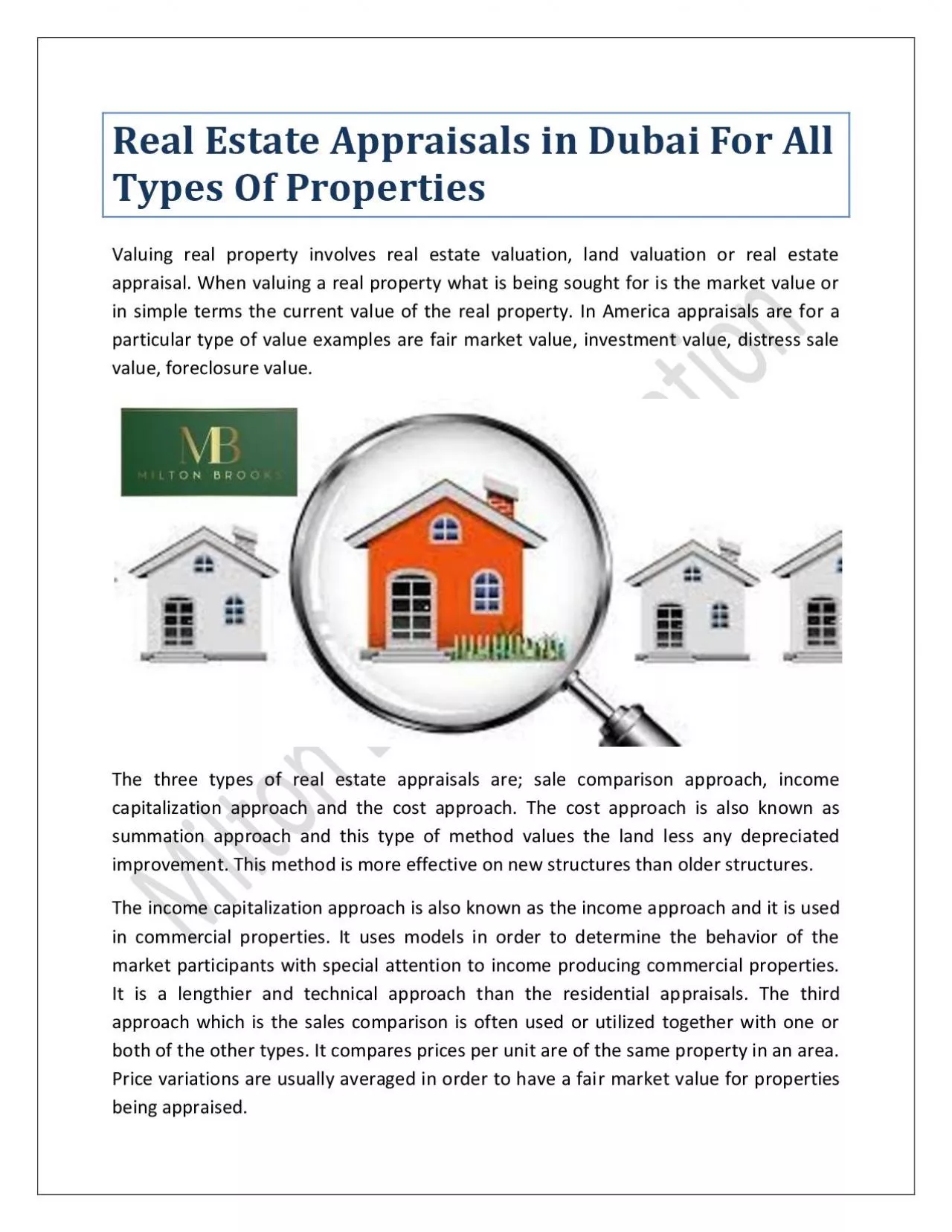 PDF-Real Estate Appraisals in Dubai For All Types Of Properties