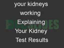 How well are your kidneys working  Explaining Your Kidney Test Results