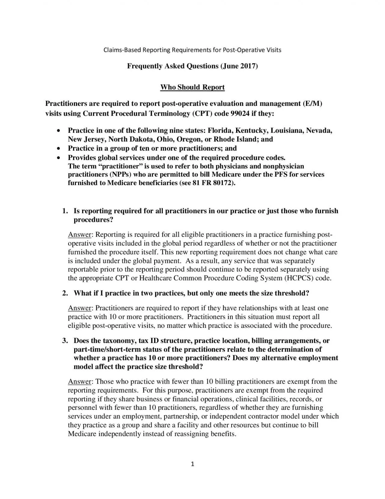 PDF-x0000x00001 ClaimsBased Reporting Requirements for PostOperative Visit