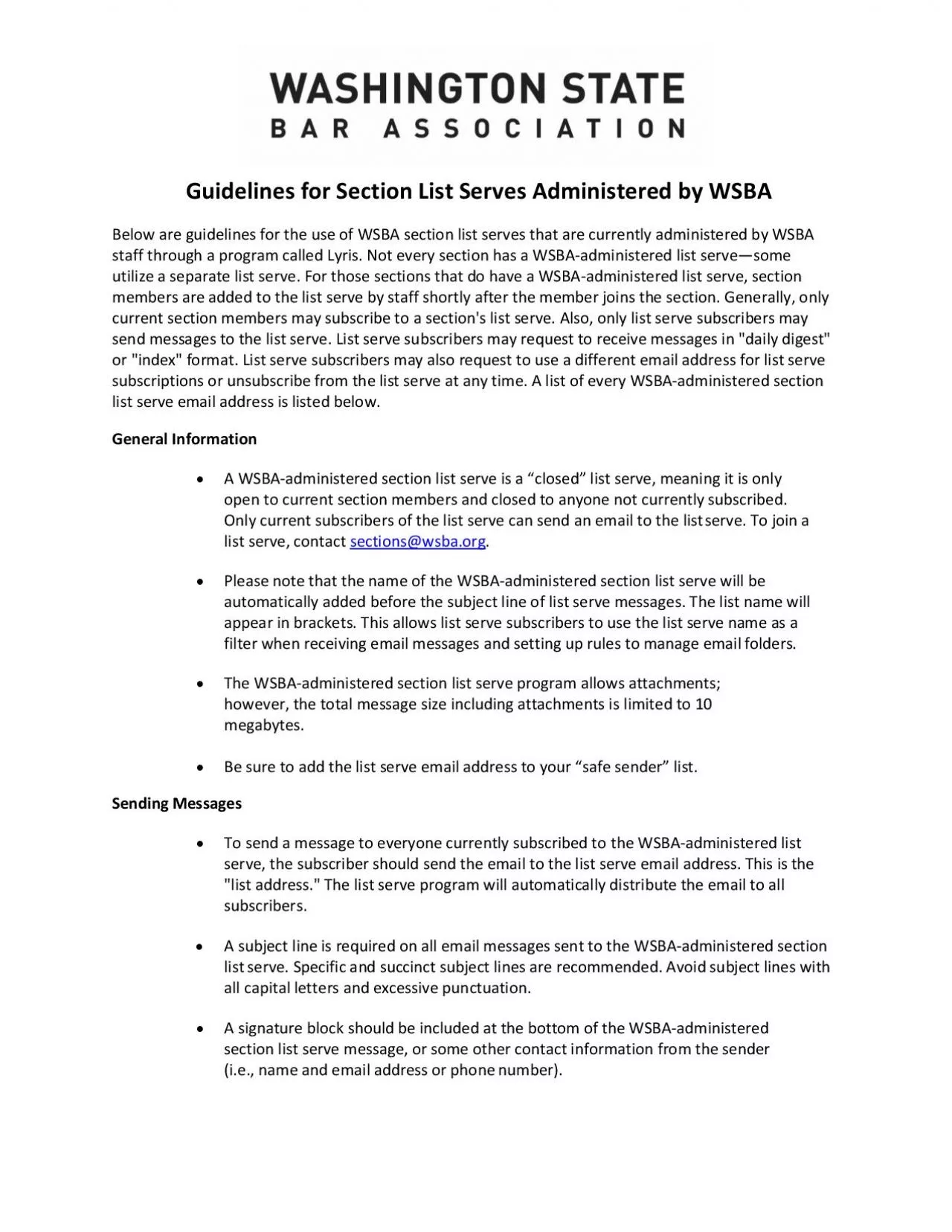 PDF-Guidelines for Section List Serves