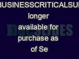 VMWAREBUSINESSCRITICALSUPPORTNo longer available for purchase as of Se