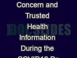 Parental Concern and Trusted Health Information During the COVID19 Pa