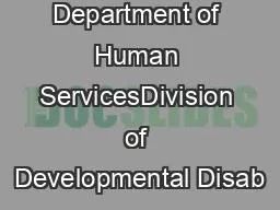 New Jersey Department of Human ServicesDivision of Developmental Disab