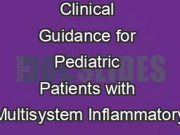 Clinical Guidance for Pediatric Patients with Multisystem Inflammatory
