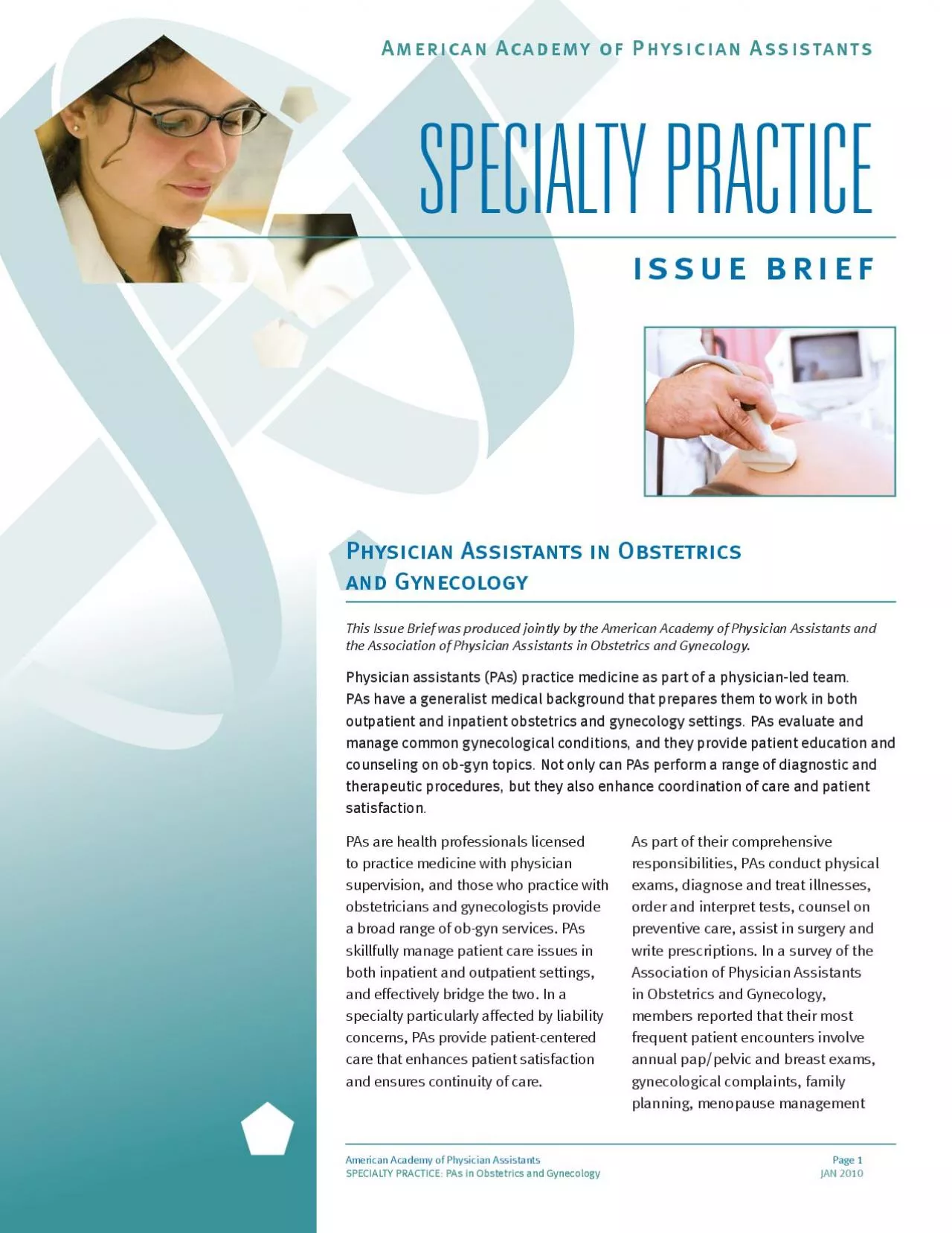 PDF-American Academy of ants Page 1SPECIALTY PRACTICE PAs in Obstetrics a