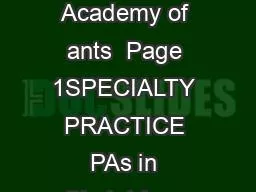 American Academy of ants  Page 1SPECIALTY PRACTICE PAs in Obstetrics a