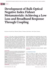 Development of bulk optical negative index fishnet meta materials