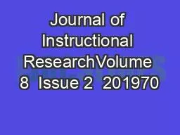 Journal of Instructional ResearchVolume 8  Issue 2  201970