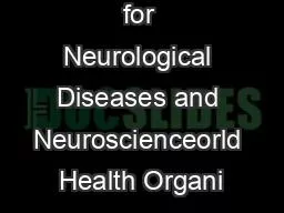 Programme for Neurological Diseases and Neuroscienceorld Health Organi