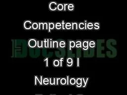 Neurology Core Competencies Outline page 1 of 9 I Neurology Patient Ca