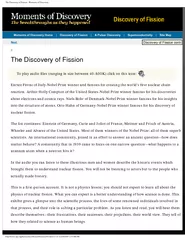 The Discovery of Fission - Moments of Discovery
