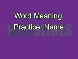 PDF-Word Meaning Practice Name