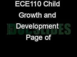 ECE110 Child Growth and Development Page of