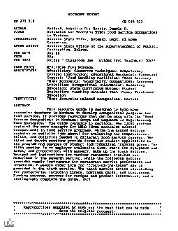 DOCUMENT RESUMEED 275 910CE 045 533AUTHORParsons Angelina O Harris Pam