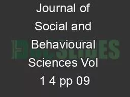 International Journal of Social and Behavioural Sciences Vol 1 4 pp 09