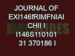 JOURNAL OF EXI146fRIMFNIAI CHII I I146S110101 31 370186 I