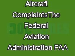 Low Flying Aircraft ComplaintsThe Federal Aviation Administration FAA