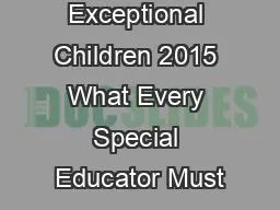 Council for Exceptional Children 2015 What Every Special Educator Must