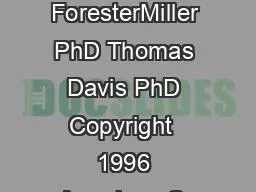 Holly ForesterMiller PhD Thomas Davis PhD Copyright  1996 American Co