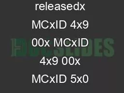 Snapshot releasedx MCxID 4x9 00x MCxID 4x9 00x MCxID 5x0 00x MCxID