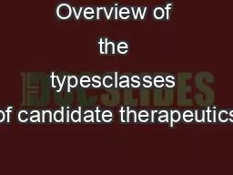 Overview of the typesclasses of candidate therapeutics