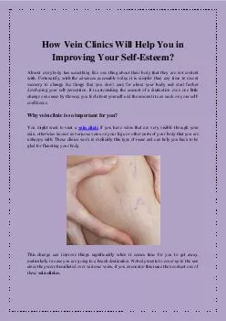 How Vein Clinics Will Help You in Improving Your Self-Esteem?