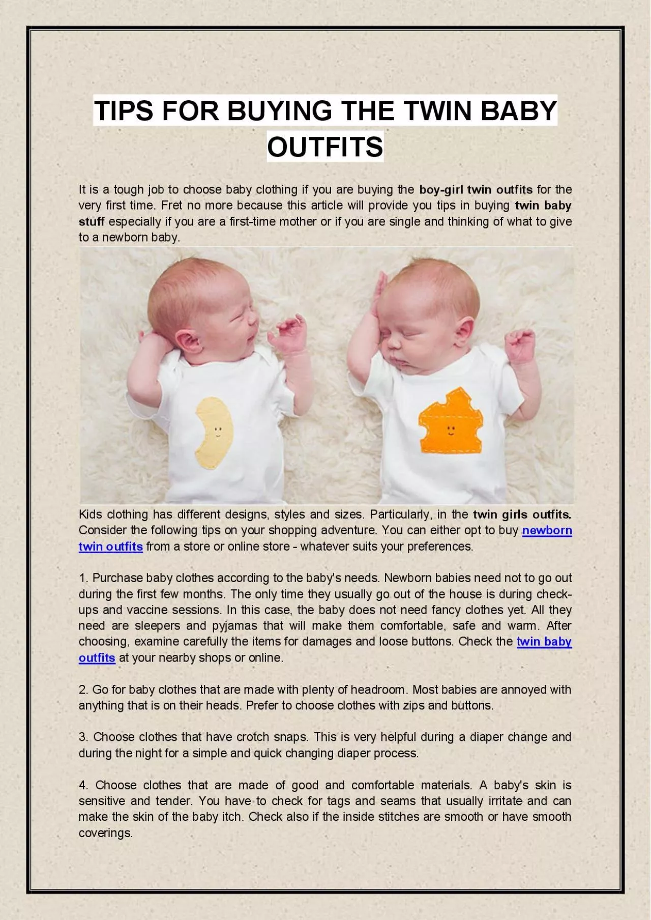 PDF-TIPS FOR BUYING THE TWIN BABY OUTFITS