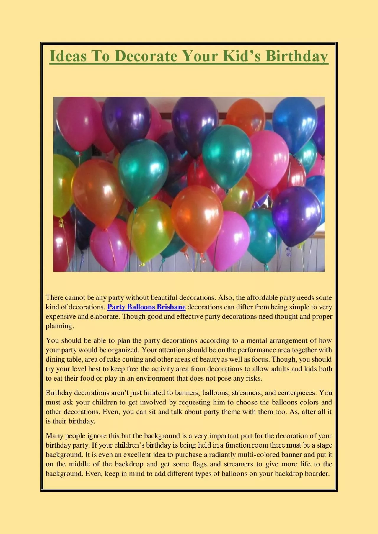 PDF-Ideas To Decorate Your Kid’s Birthday