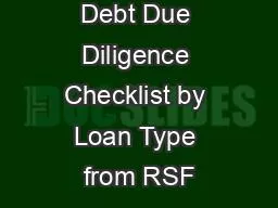 Debt Due Diligence Checklist by Loan Type from RSF