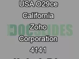Contact Us  USA O29ce California Zoho Corporation 4141 Hacienda Drive