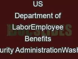 US Department of LaborEmployee Benefits Security AdministrationWashing