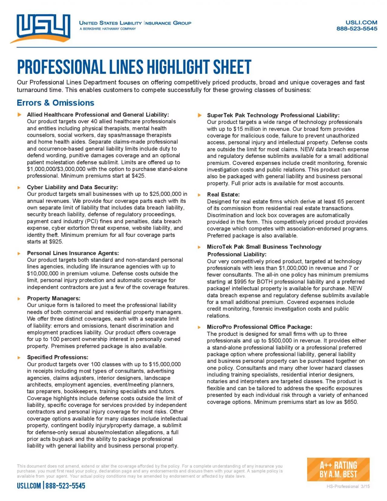 PDF-Our Professional Lines Department focuses on offering competitively pr