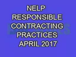 NELP  RESPONSIBLE CONTRACTING PRACTICES APRIL 2017