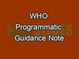 WHO Programmatic Guidance Note