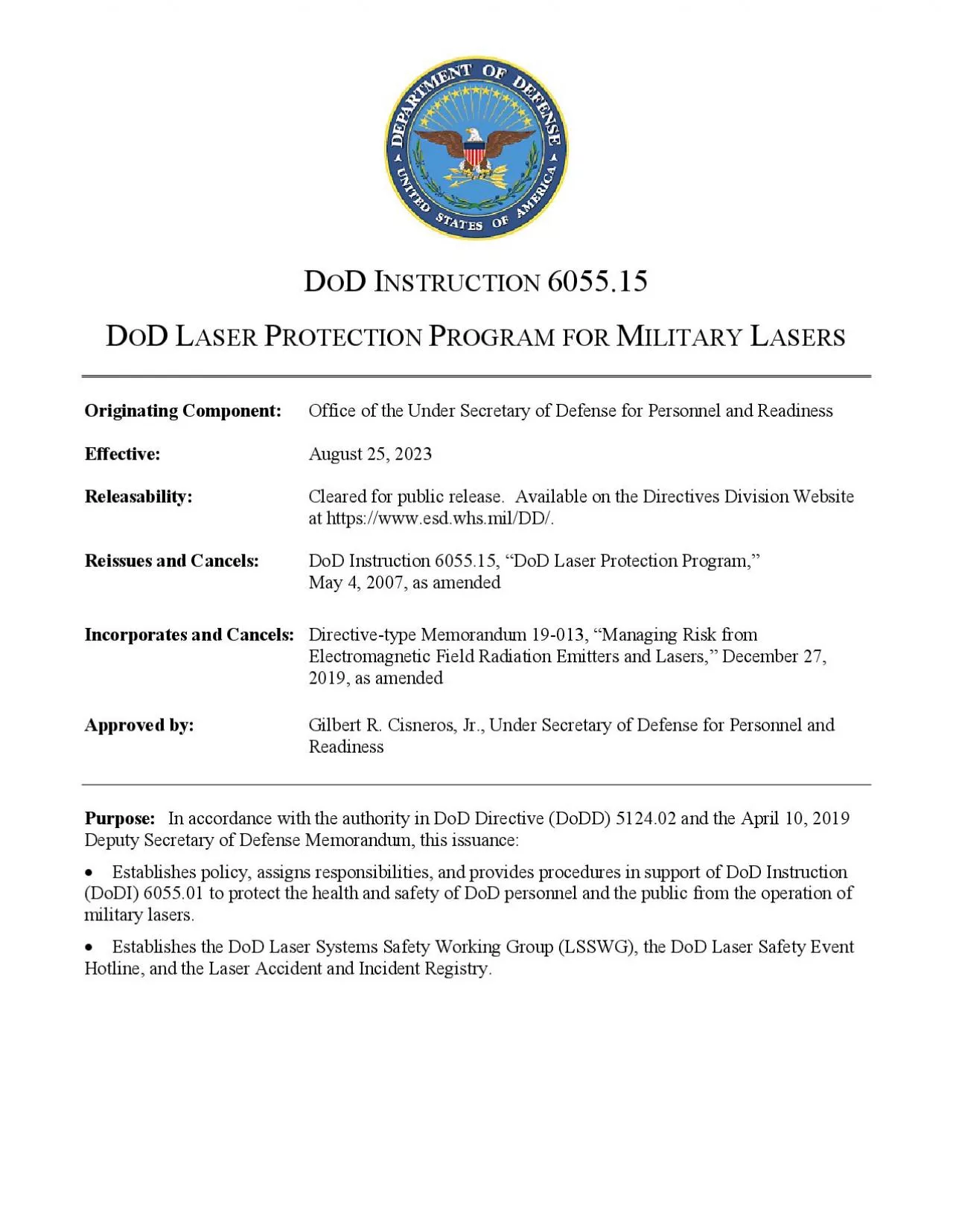 PDF-Department of DefenseINSTRUCTIONNUMBER May 4 2007Incorporating Change