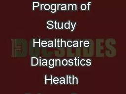 Statewide Program of Study Healthcare Diagnostics Health Science Caree