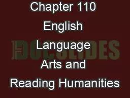 Chapter 110 English Language Arts and Reading Humanities